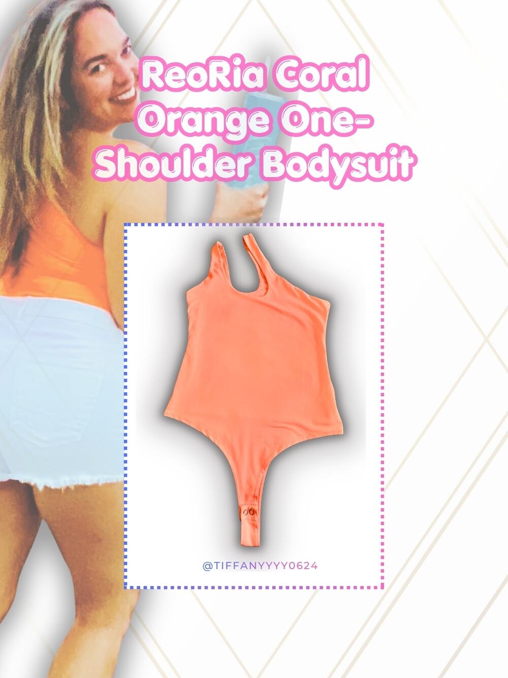 🧡 ReoRia Coral Orange One-Shoulder Bodysuit • Size M